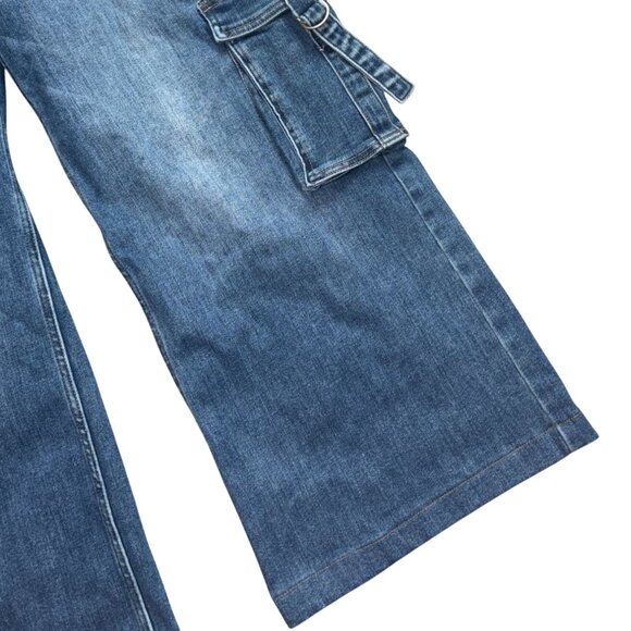 Risen Womens High Rise Cargo Denim Jeans-Blue-Size 2XL-GUC - Picture 3 of 7